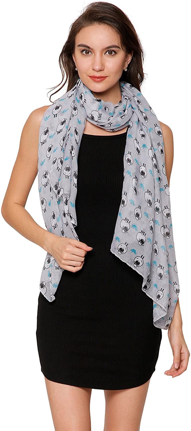 World of Shawls Girls Ladies Little Cartoon Sheep Print Scarf Wrap Shawl Gift