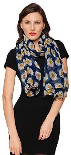 World of Shawls Daisy Print Ladies Women Celebrity Style Long Scarves Maxi Scarf, Stole, Wrap, Sarong, shawls