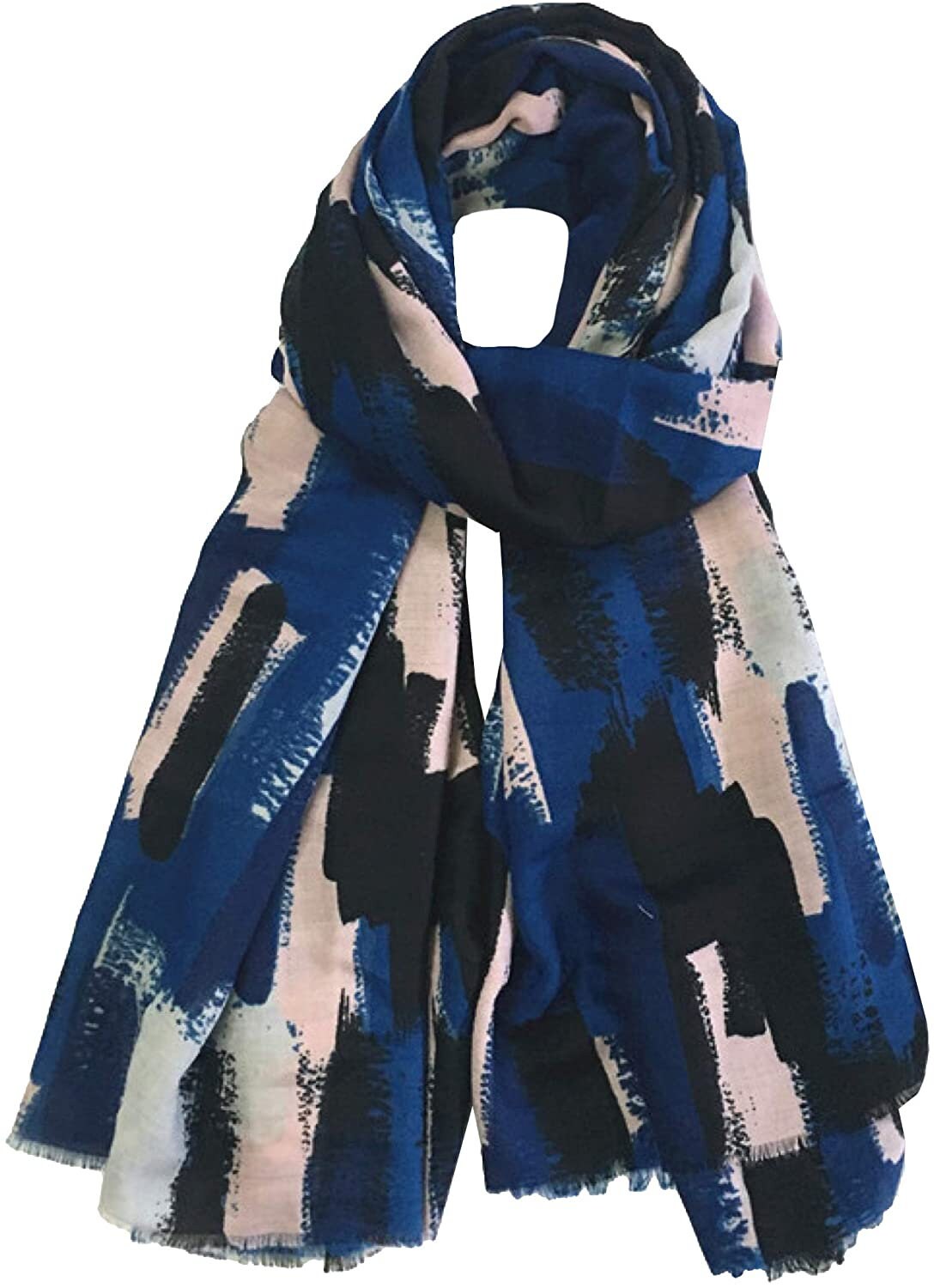 World of Shawls Abstract Brush Stroke Print Scarfs for Women Ladies - Grey Khaki Black Pink Navy Red Silver - Stylish Scarves Shawl Wrap