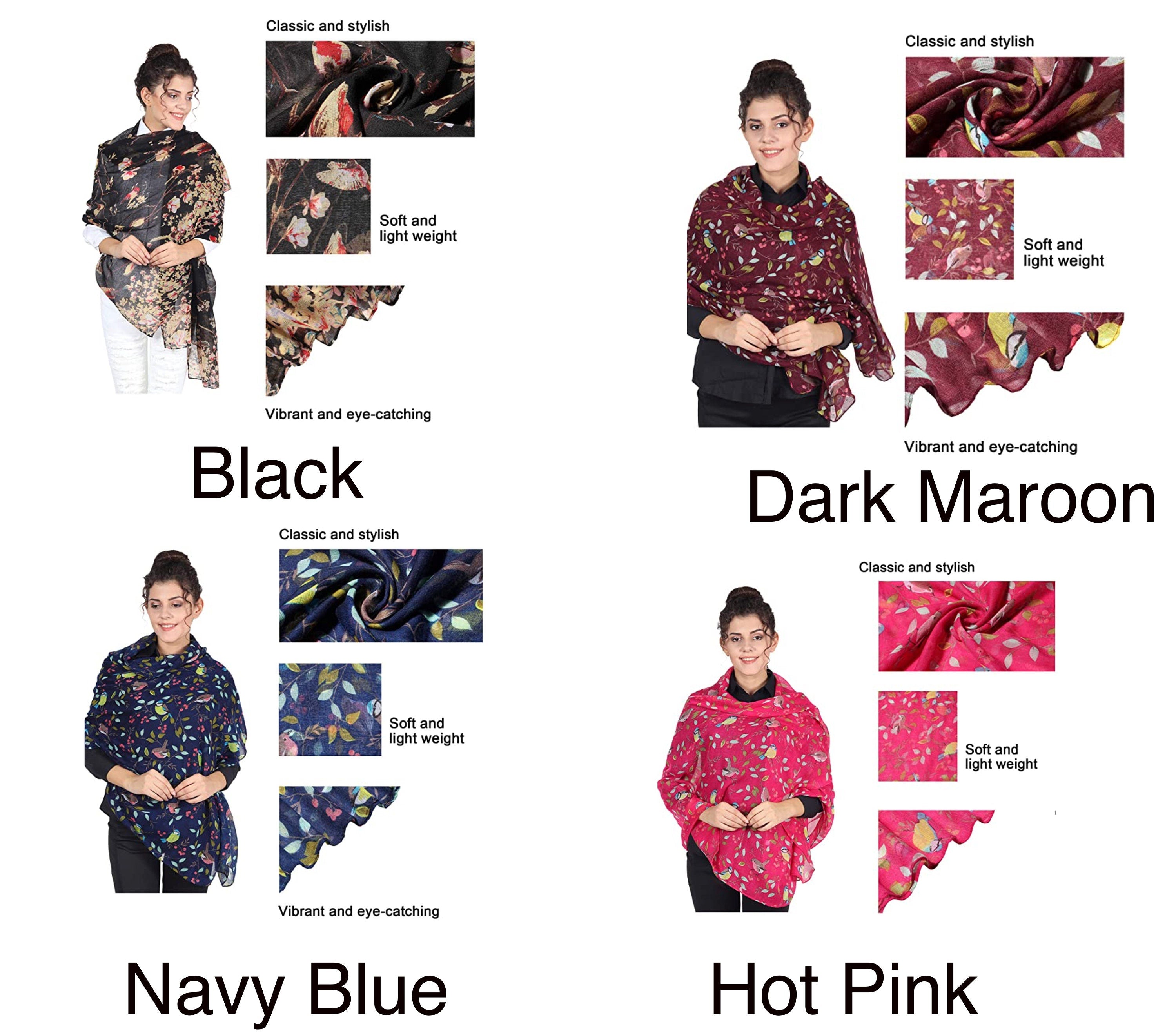 Winter Christmas Robin Bird Print Girls Lady Women Colorful Long Cute Scarf Wraps Shawl Soft Scarves Maxi