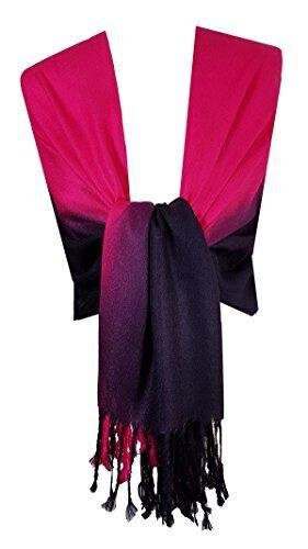 World Of Shawls Soft Fusion Pashmina Shawl Wrap Scarf (fused Cerise/aubergine)