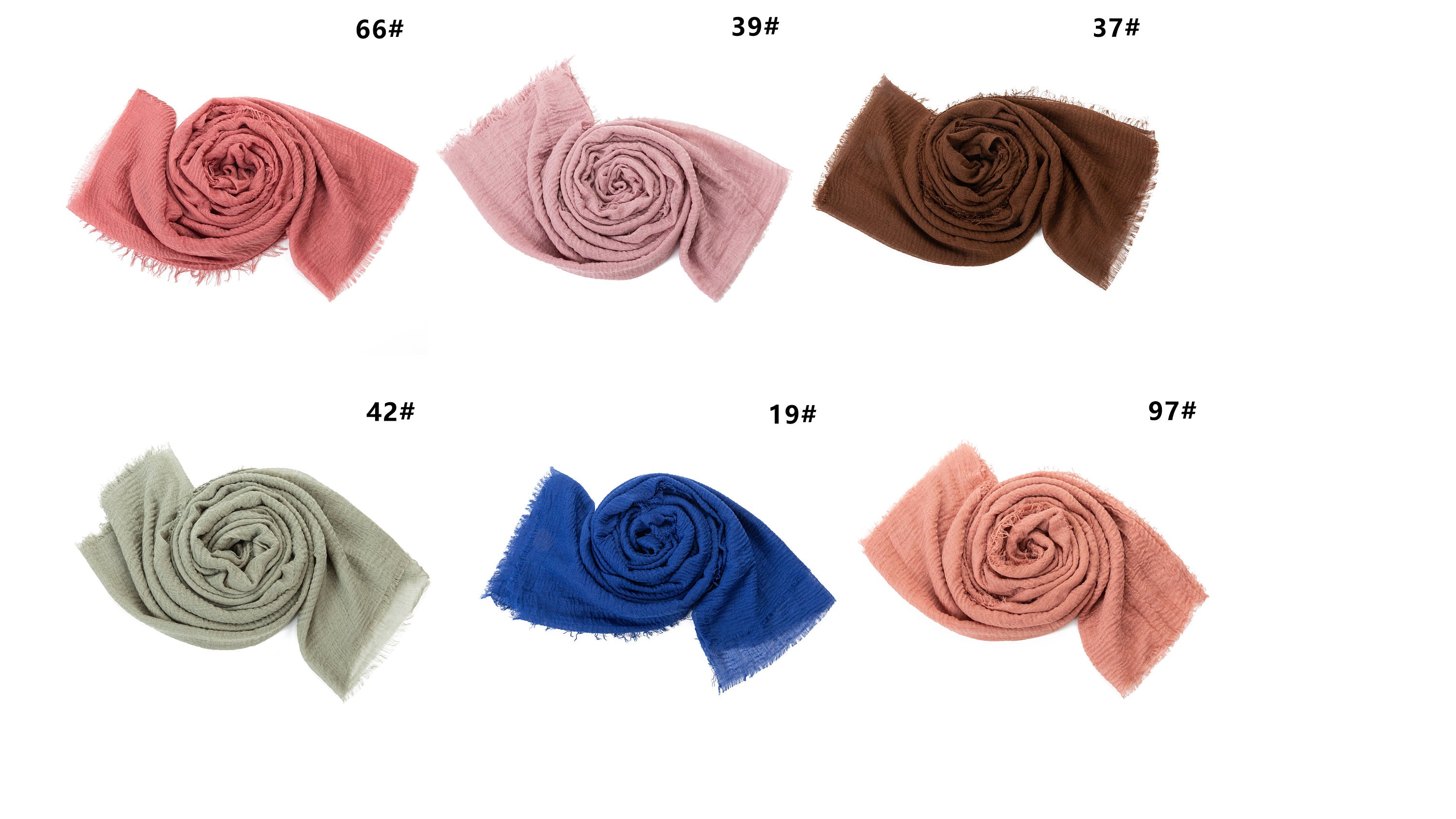 Cotton Blend Chic Ladies Crinkle Distressed Effect Scarf with Fringed Edges