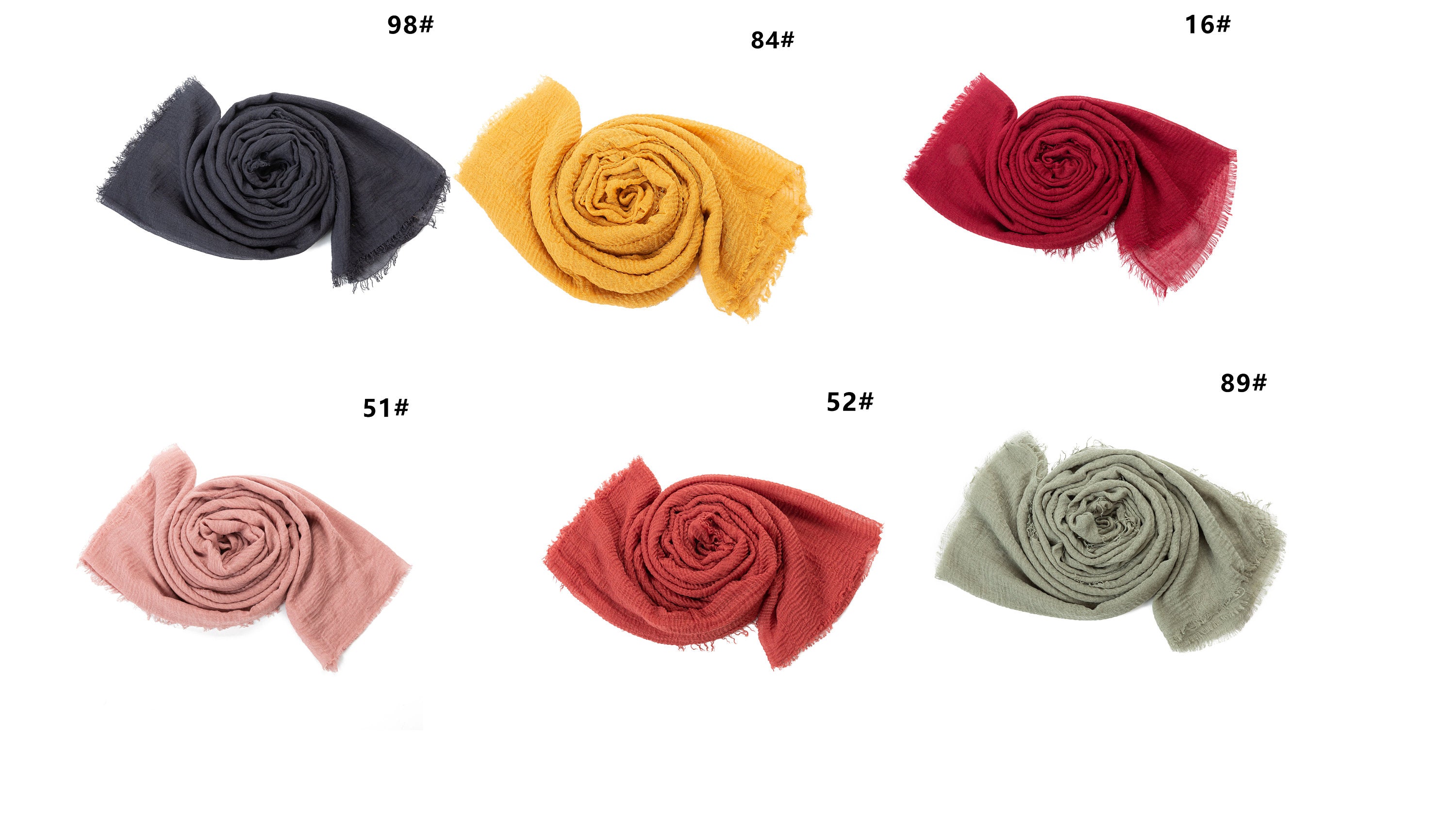 Cotton Blend Chic Ladies Crinkle Distressed Effect Scarf with Fringed Edges