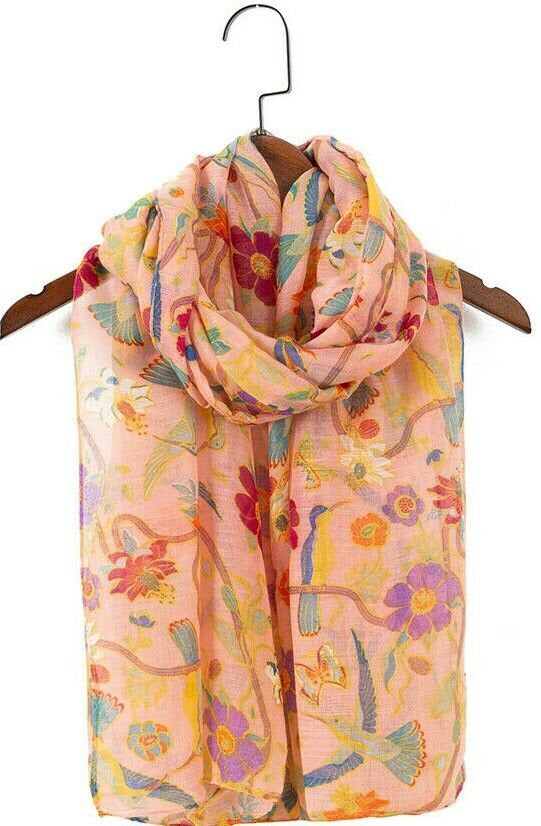 Ladies Women's Fashion New Birds Print Long Scarves Floral Neck Scarf Shawl Wrap