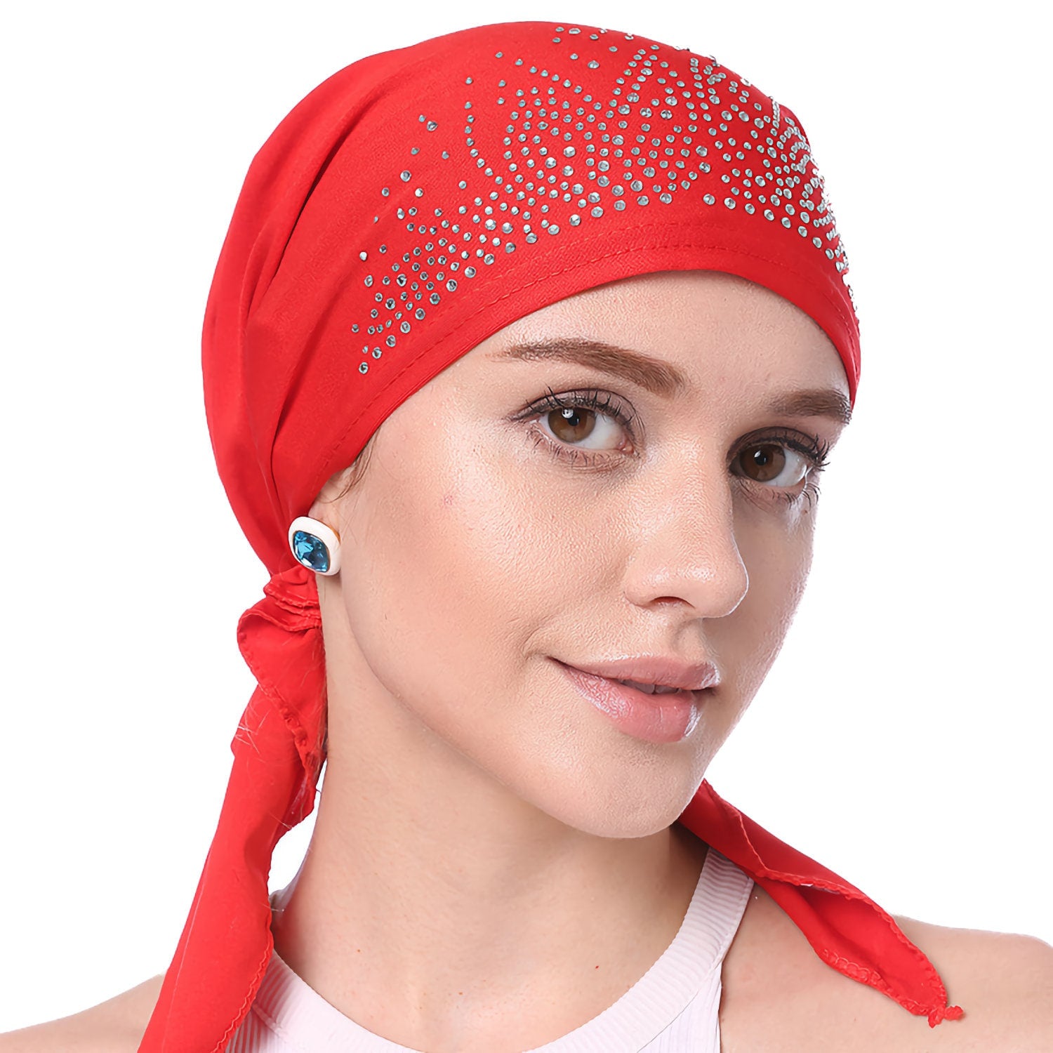 Chemo Hat Stretchy Crystal Pleated Beanie Bandana Turban Cap Skull Cap Ethnic Head Wrap Hat Headscarf Hair Loss