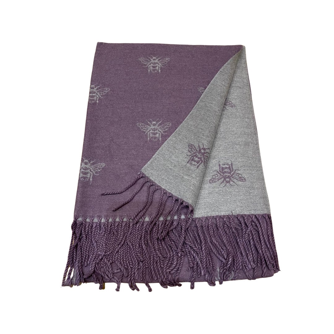 WINTER WARMER Reversible Thick Long Bumble Bee Print Fashion Scarf Blanket Wrap