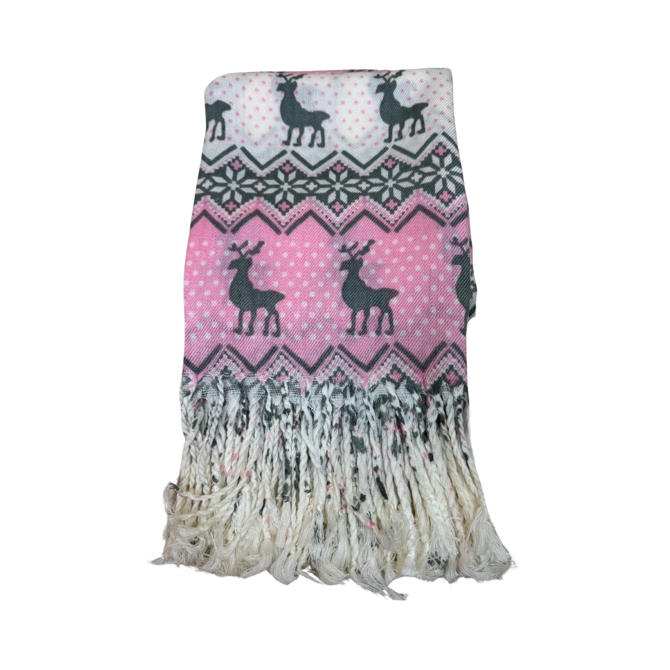 Baby Pink Ladies Scarves Beautiful Reindeer Animal Print Scarf Shawl Wrap