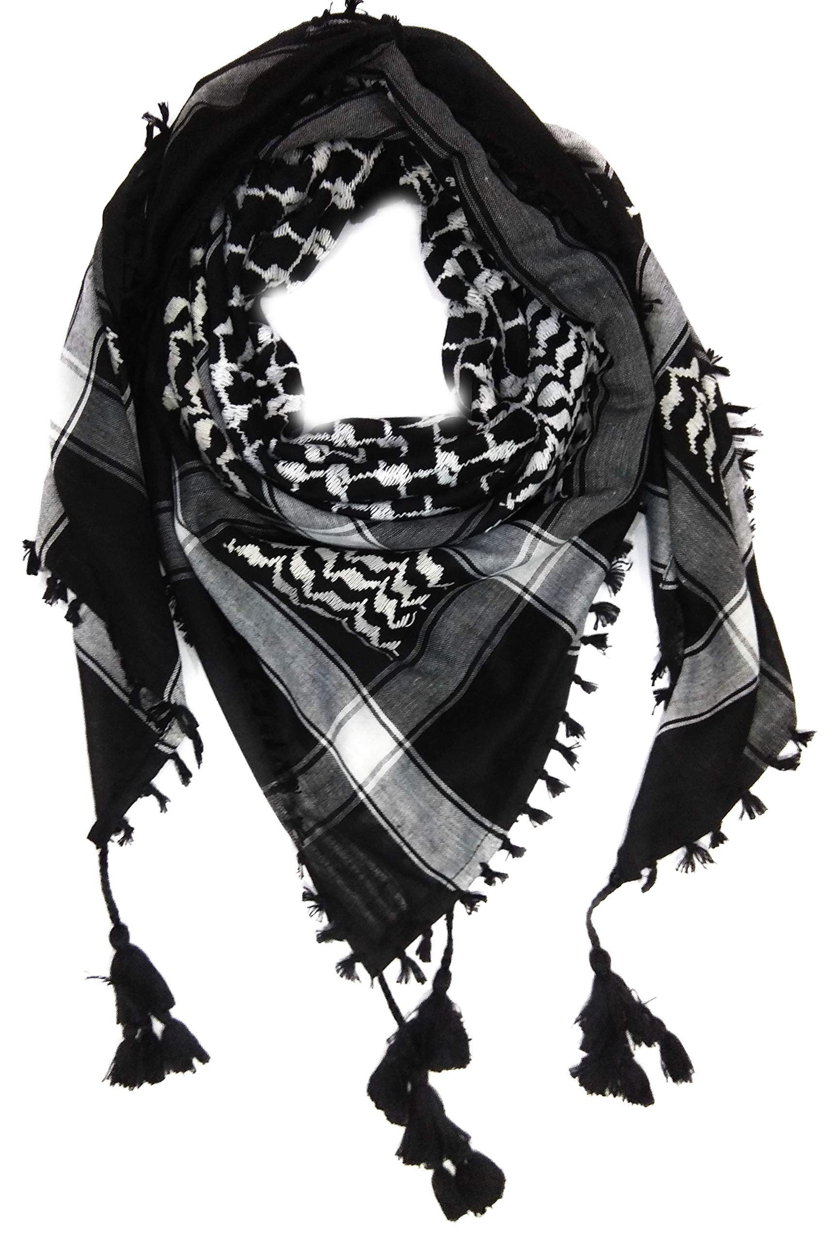Scarf Military Shemagh Desert Palestinian Arafat Tactical Desert Keffiyeh Head Neck Cotton Arab Wrap with Tassel