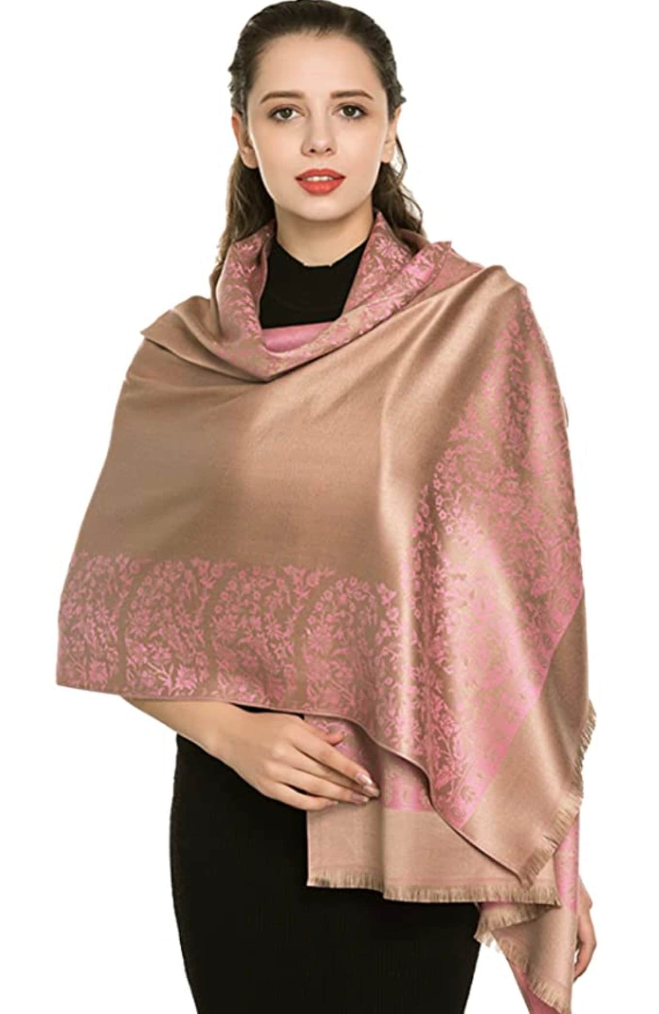 Ladies Paisley Bordered Pashmina Feel Shawl Scarf Wrap Luxuriously Warm Soft Vibrant