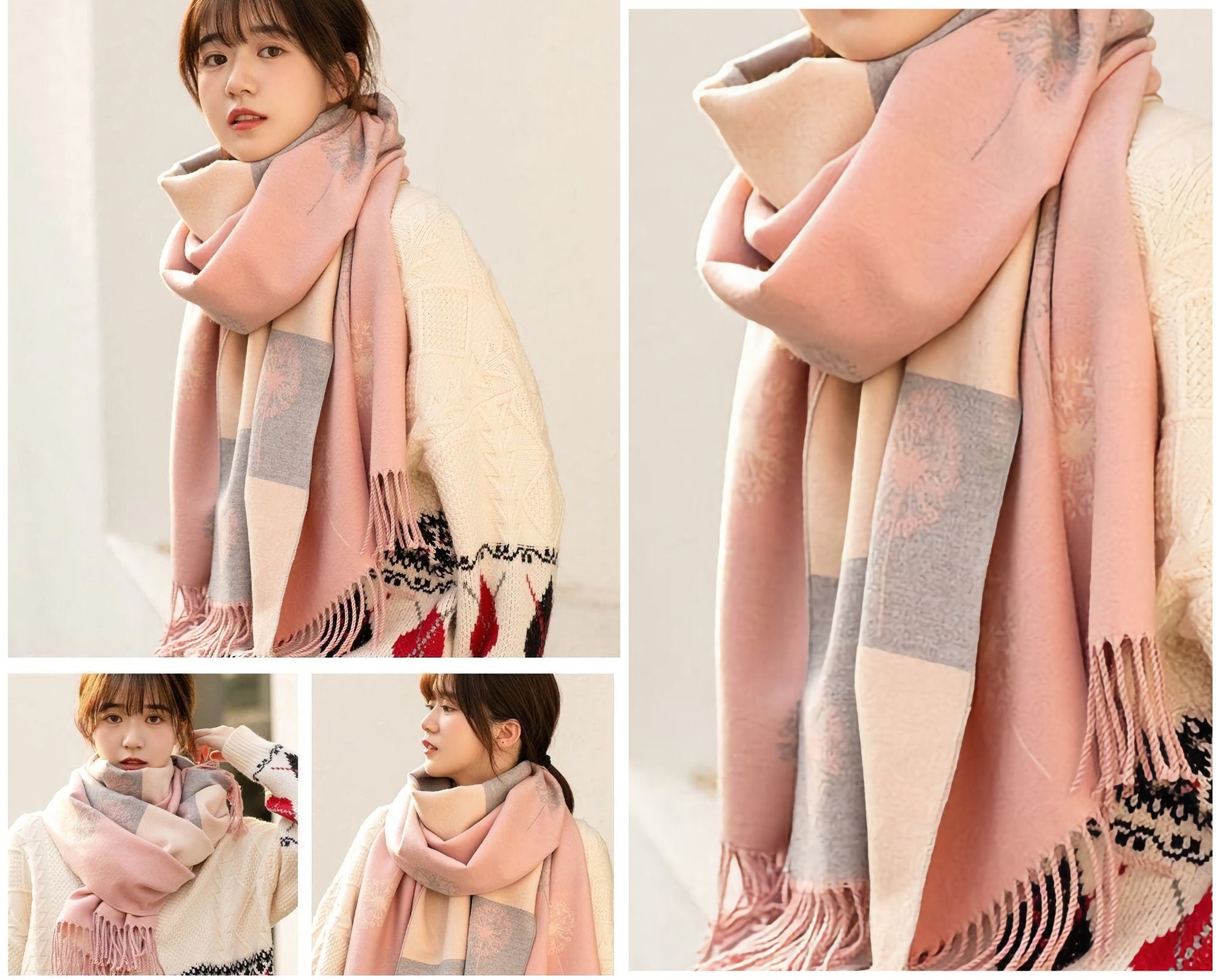 WINTER WARMER Reversible Thick Long Dandelion Print Fashion Scarf Blanket Shawl Wrap