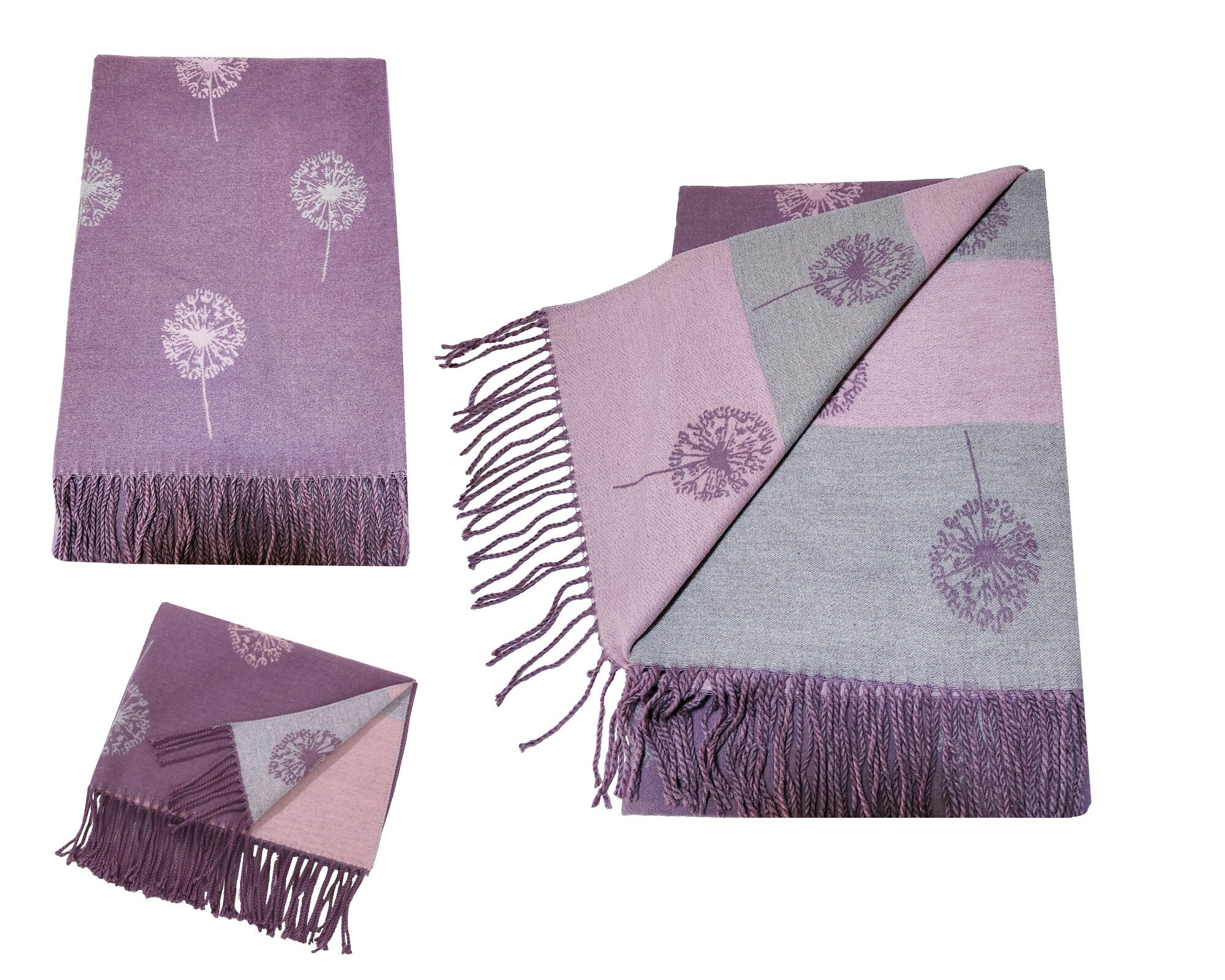 WINTER WARMER Reversible Thick Long Dandelion Print Fashion Scarf Blanket Shawl Wrap