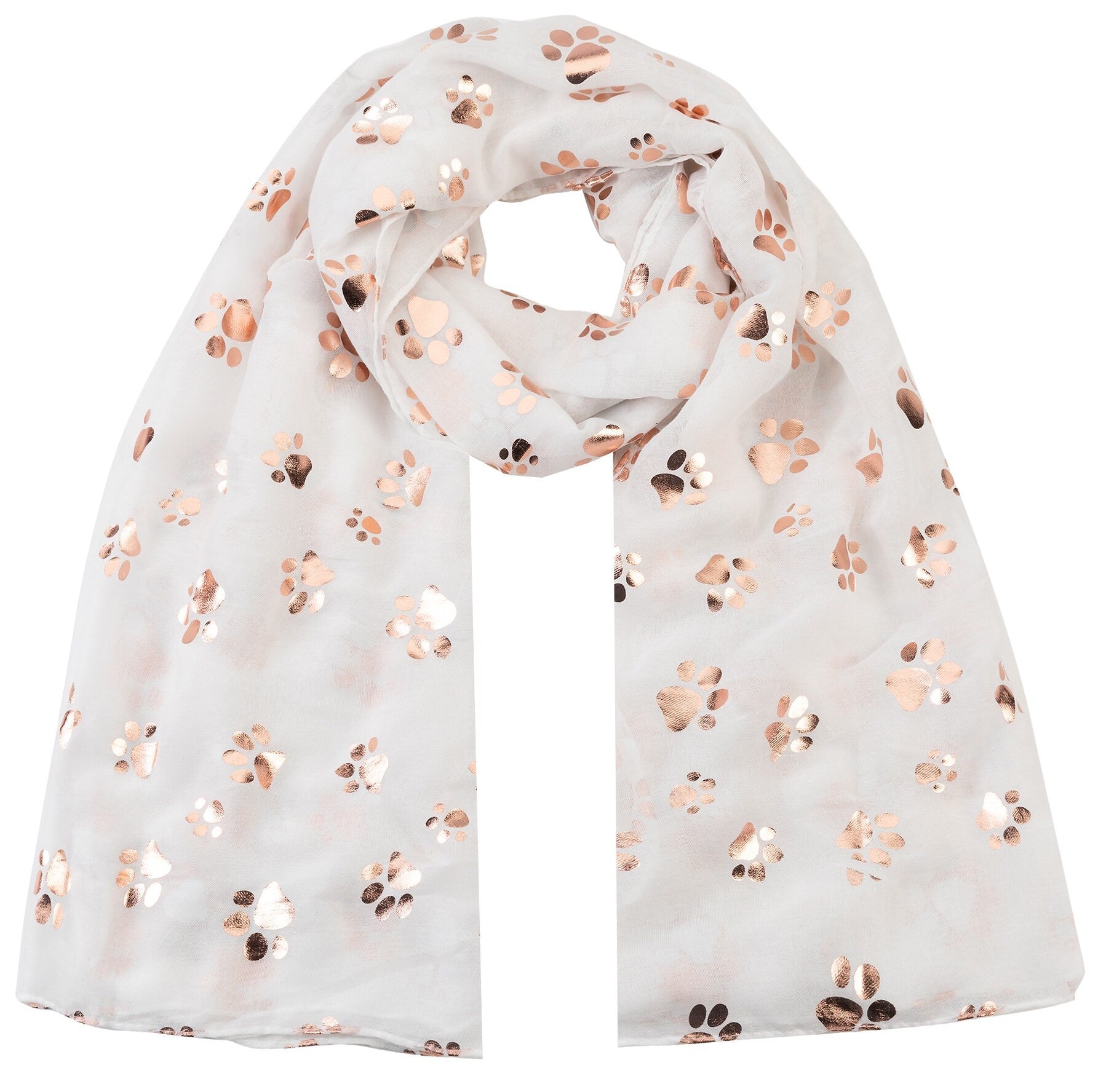 Rose Gold Foiled Animal Dogs Paw Print Scarf Wraps Shawl Scarves