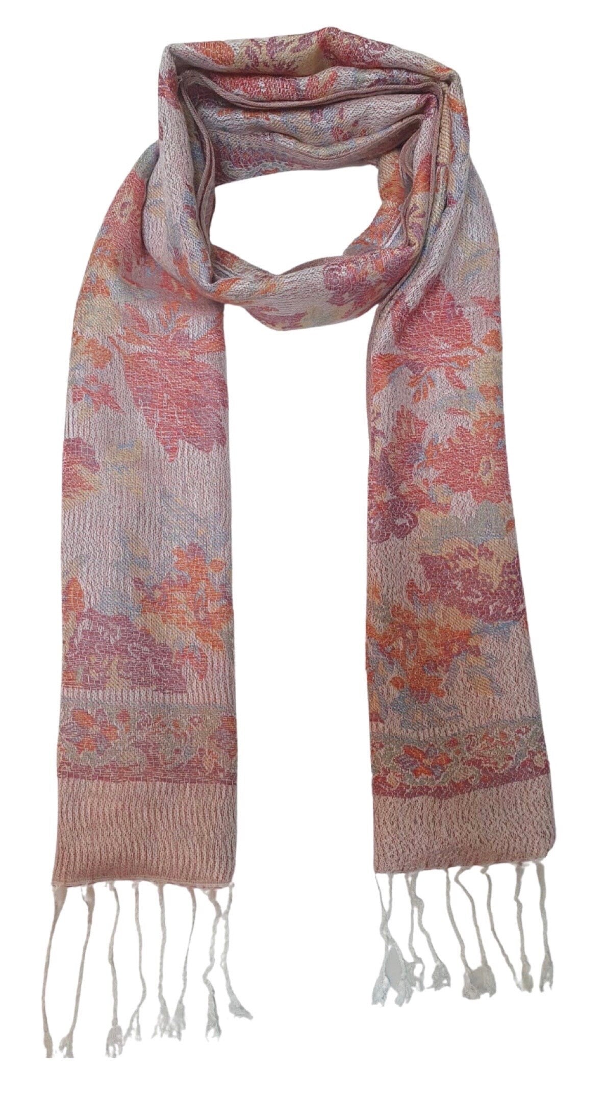 Mosaic Weave Luxurious Reversible/Two Sided Print Self Embossed Pashmina Feel Wrap Scarf Stole Scarves Shawl Style - Soft and Wrap
