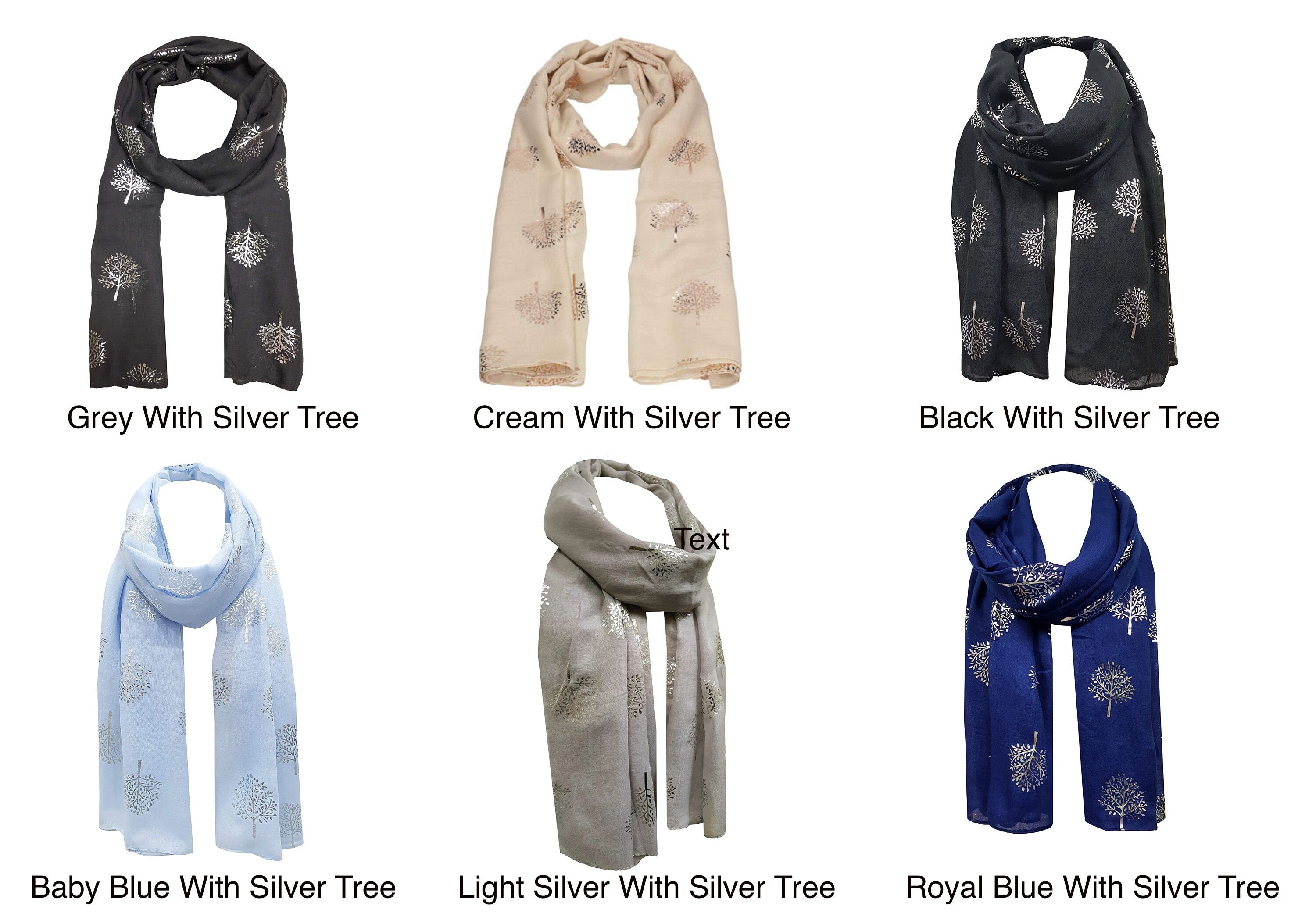 Foil Mulberry Tree Print Fashion Scarf Wrap Glitter Scarves Gift for her