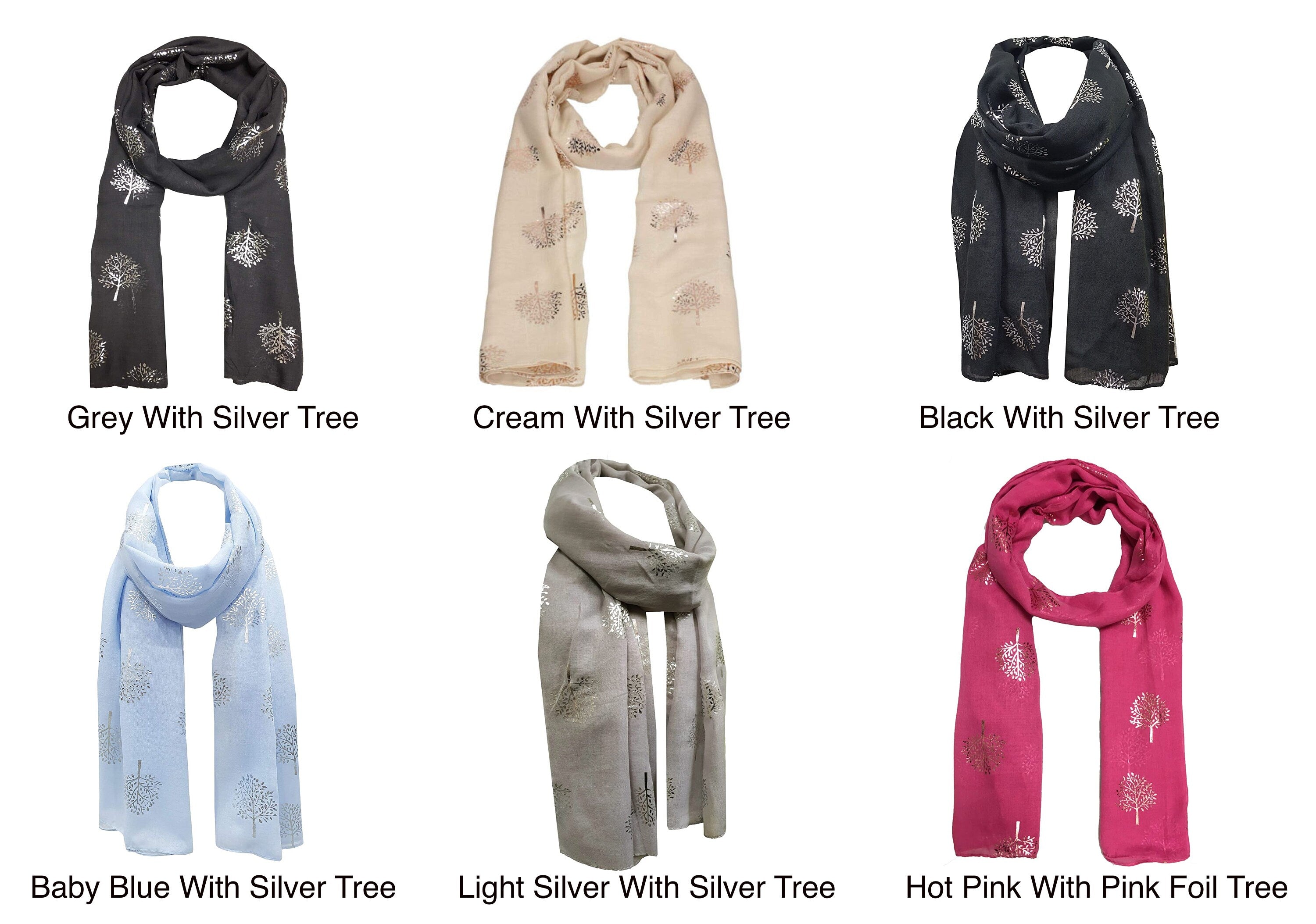 Foil Mulberry Tree Print Fashion Scarf Wrap Glitter Scarves Gift for her
