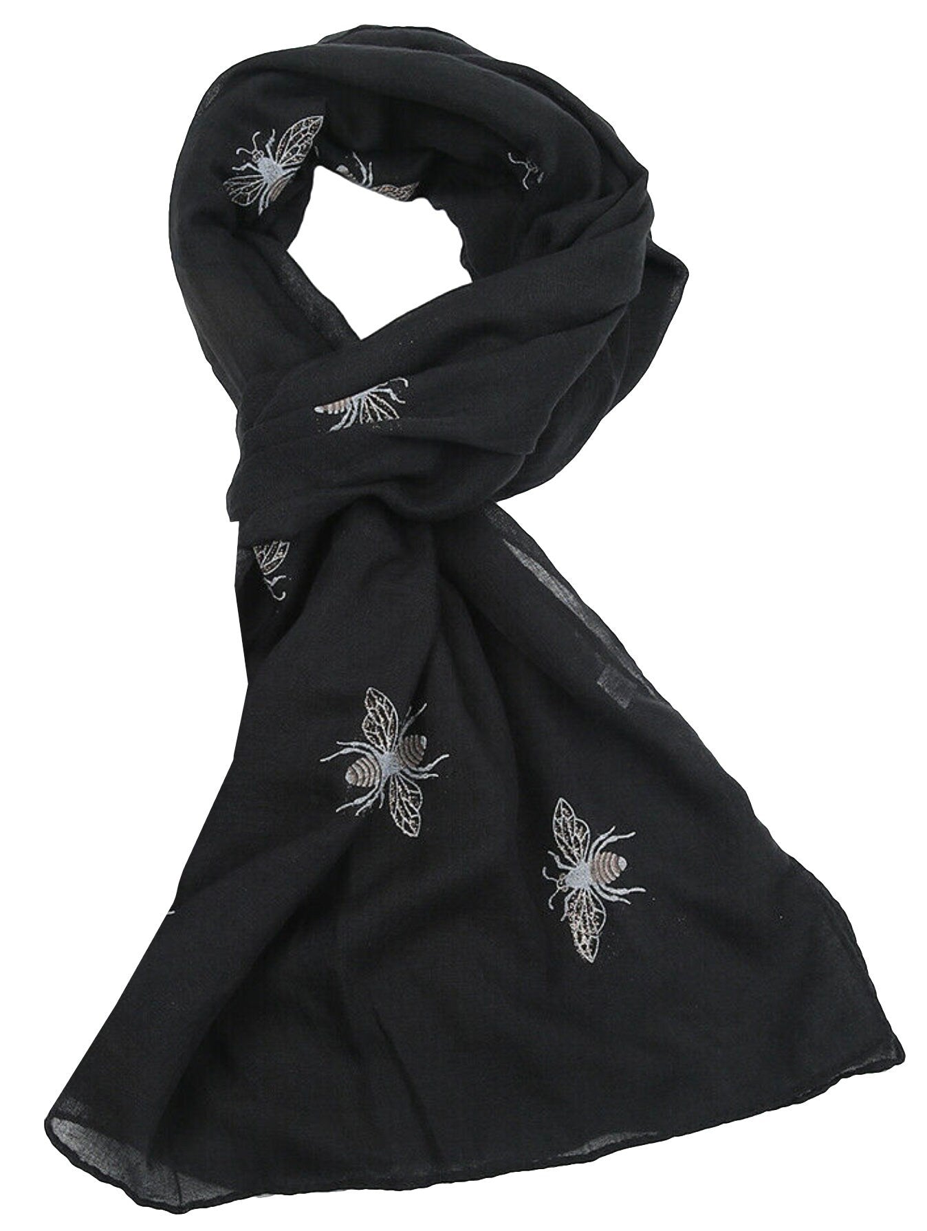 Ladies Girls Women's Glitter Bumble Bees Scarves Wraps Shawl Soft Scarf