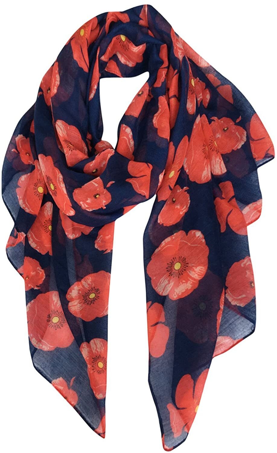 Poppy Flower Colourful Big Size Soft light Weight Remembrance Day Scarf Sarong for ladies women girls perfect gift