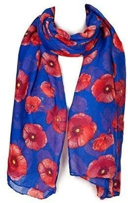 Poppy Flower Colourful Big Size Soft light Weight Remembrance Day Scarf Sarong for ladies women girls perfect gift