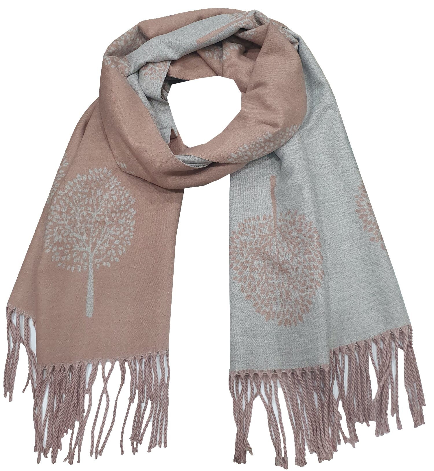 Thick Reversible Mulberry Design Winter Scarf Wrap Blanket Shawl Warm Soft Cosy - COFFEE / GREY