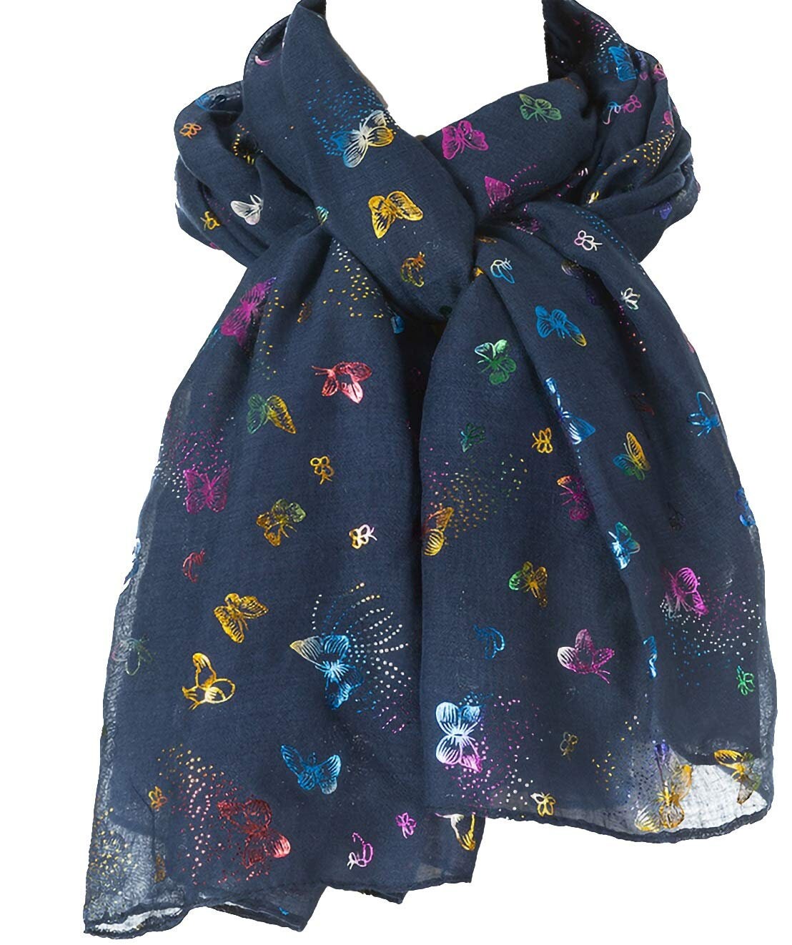 New Multi Colour Glitter Butterfly Print Ladies Celebrity Style Scarves Maxi, Scarf, Wrap, Sarong, shawls