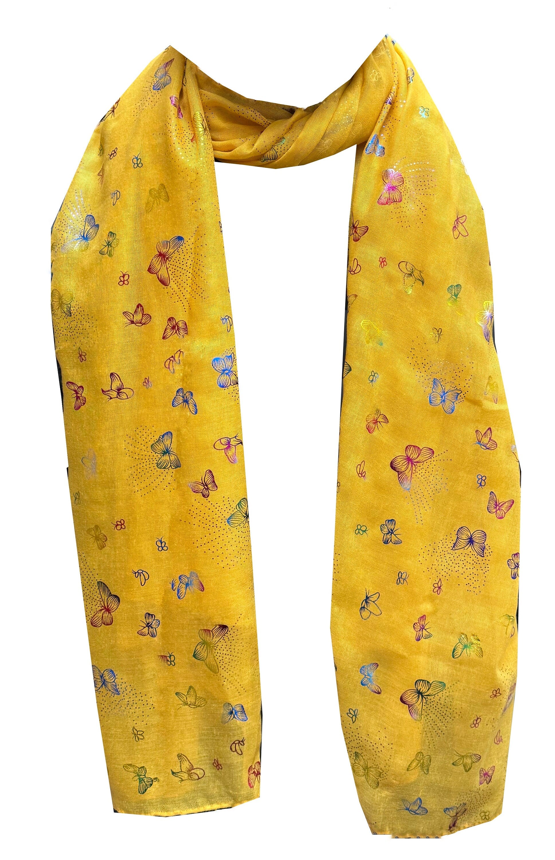 New Multi Colour Glitter Butterfly Print Ladies Celebrity Style Scarves Maxi, Scarf, Wrap, Sarong, shawls
