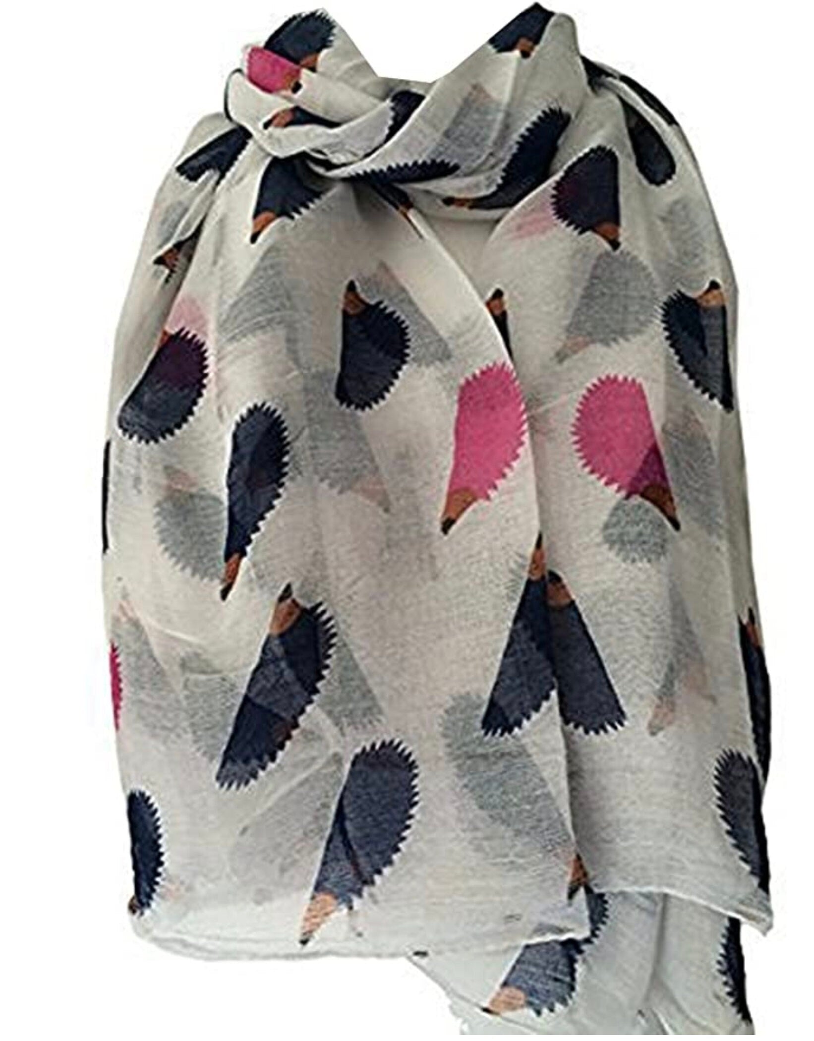 Hedgehog Print Scarf Wrap Big Size Available In Navy, Black, Dusty Pink, White And Grey Colour