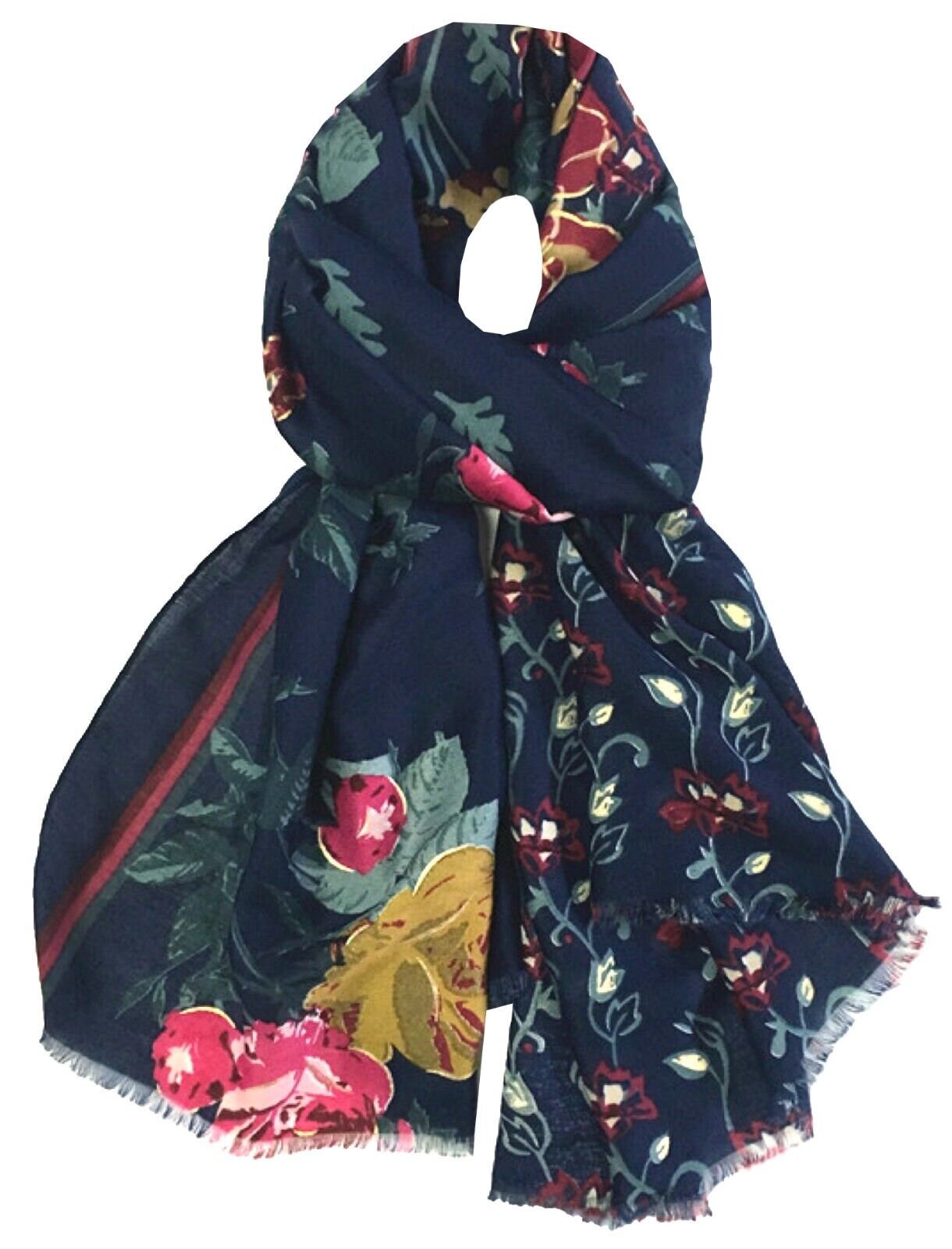 Floral Print with Gold Foil Large Celebrity Fashion Scarf Wrap Shawl Maxi Sarong