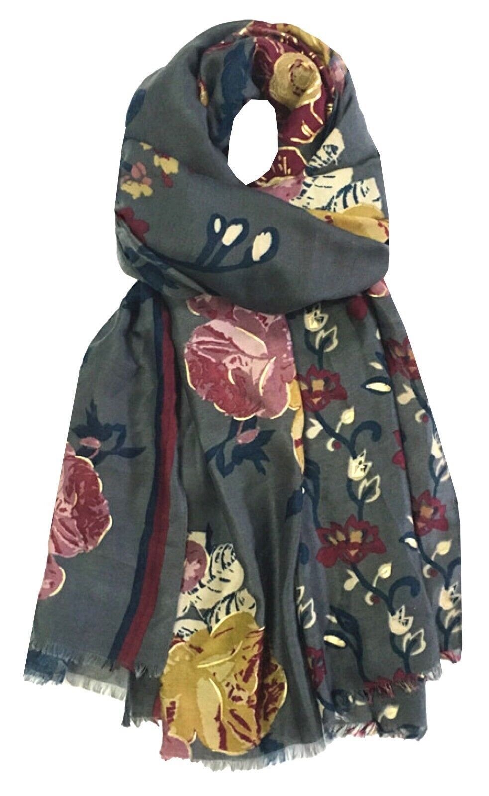 Floral Print with Gold Foil Large Celebrity Fashion Scarf Wrap Shawl Maxi Sarong