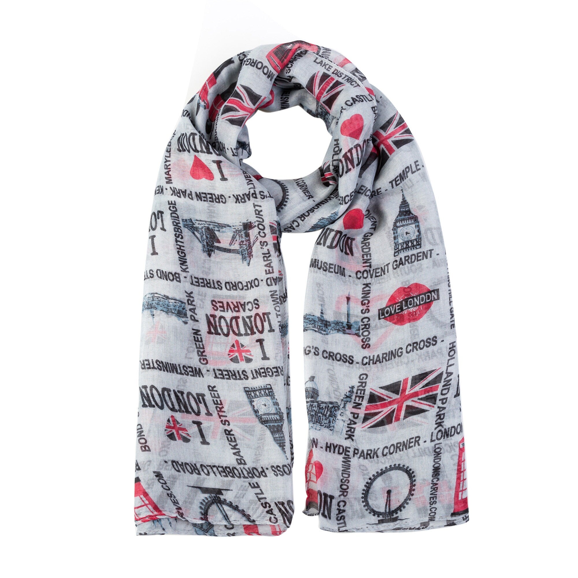 London Icon Street I Love London With British Flag Souvenir Scarves
