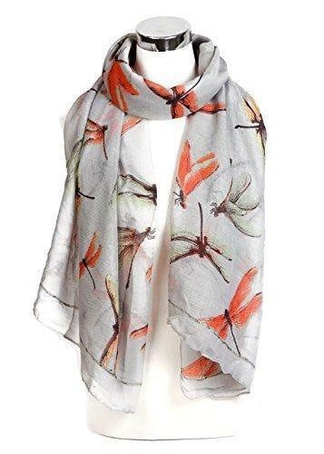 Charming Ladies Women's Dragonfly Print Scarf Shawl Wrap Neck-wrap Sarong Light Silver
