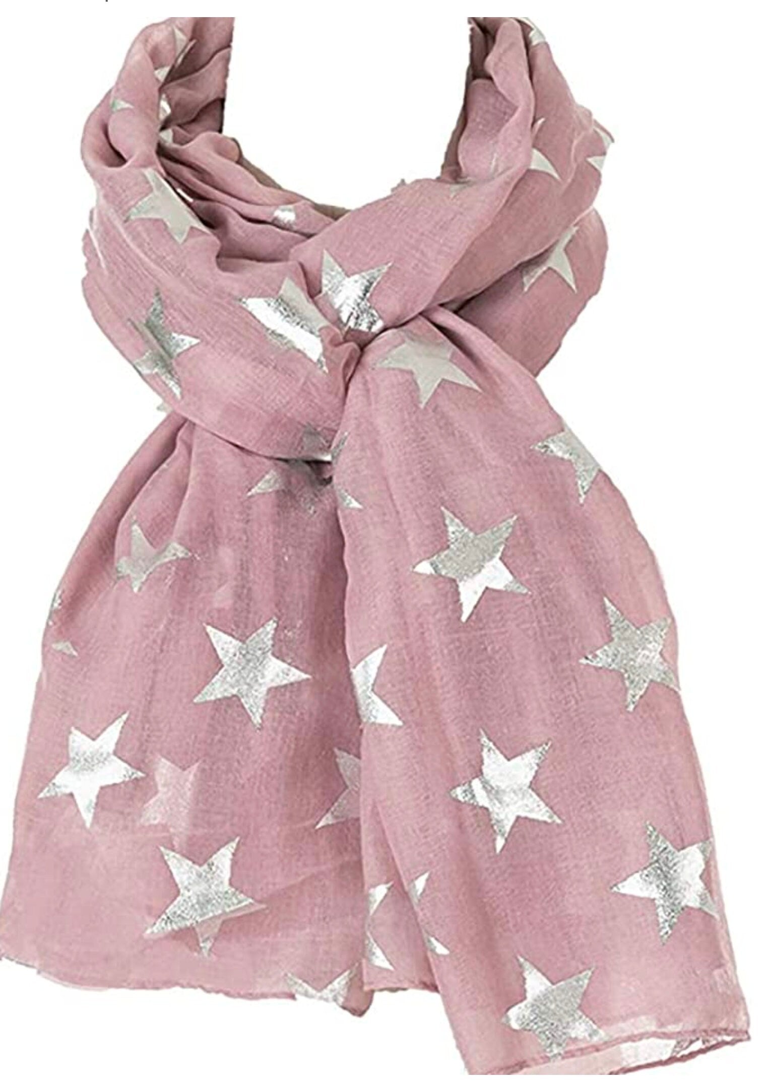 Scarf with SILVER Star Metallic Foil Print Classy Ritzy Scarves Wrap Shawl Ideal Gift