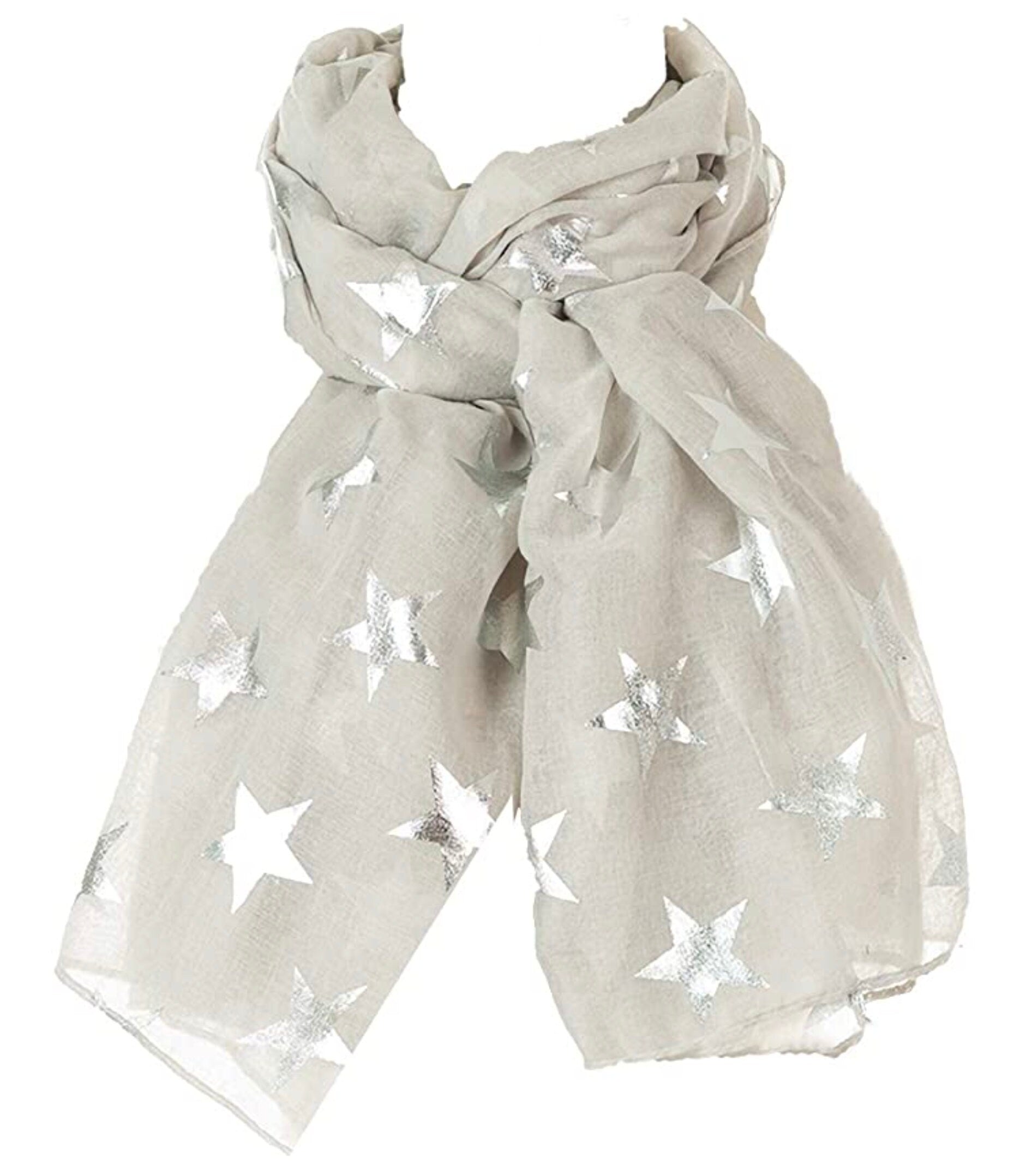 Scarf with SILVER Star Metallic Foil Print Classy Ritzy Scarves Wrap Shawl Ideal Gift