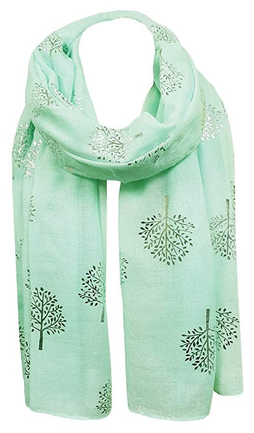 Classy Silver Metallic Foil Print Mulberry Tree Scarf Ritzy Scarves Wrap Shawl Ideal Gift