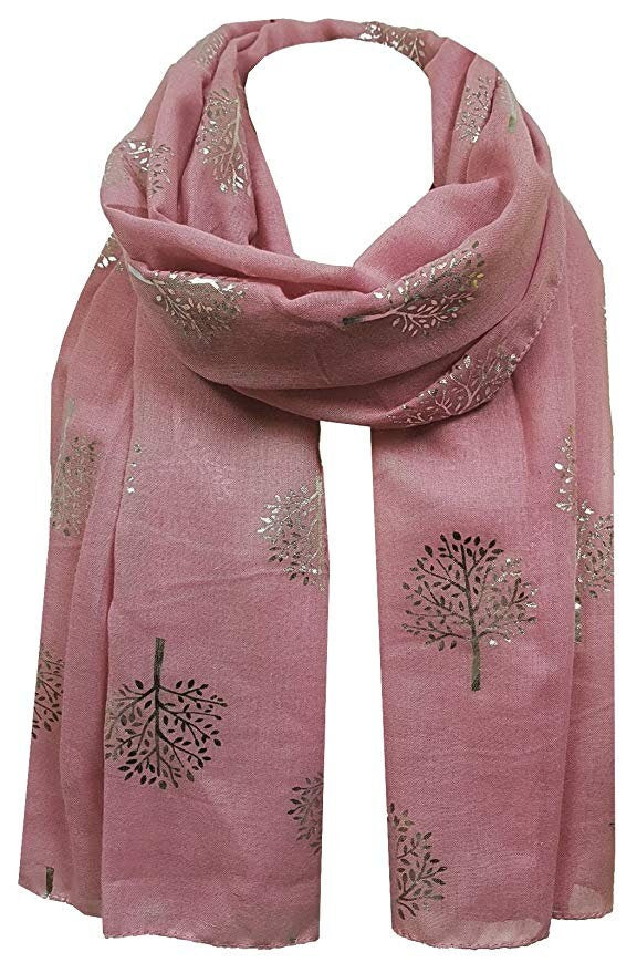 Classy Silver Metallic Foil Print Mulberry Tree Scarf Ritzy Scarves Wrap Shawl Ideal Gift