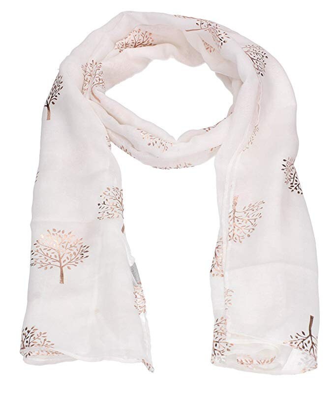 Classy Silver Metallic Foil Print Mulberry Tree Scarf Ritzy Scarves Wrap Shawl Ideal Gift
