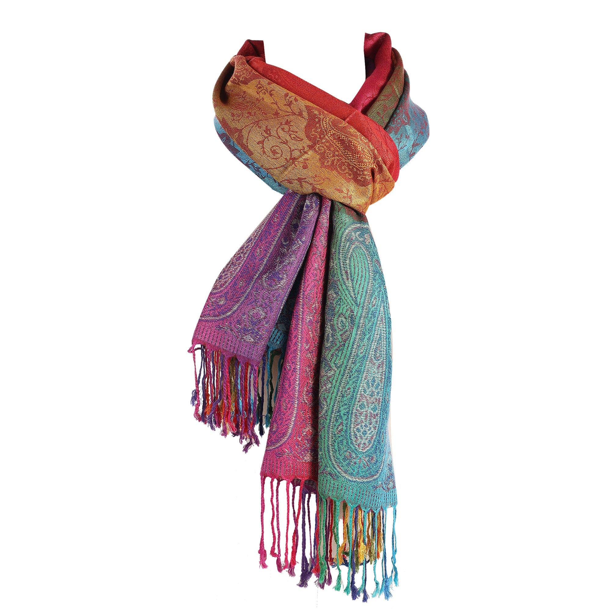 Reversible Luxury Women's New Multi color Rainbow Flower Design Printed Pashmina Shawls and Wrap