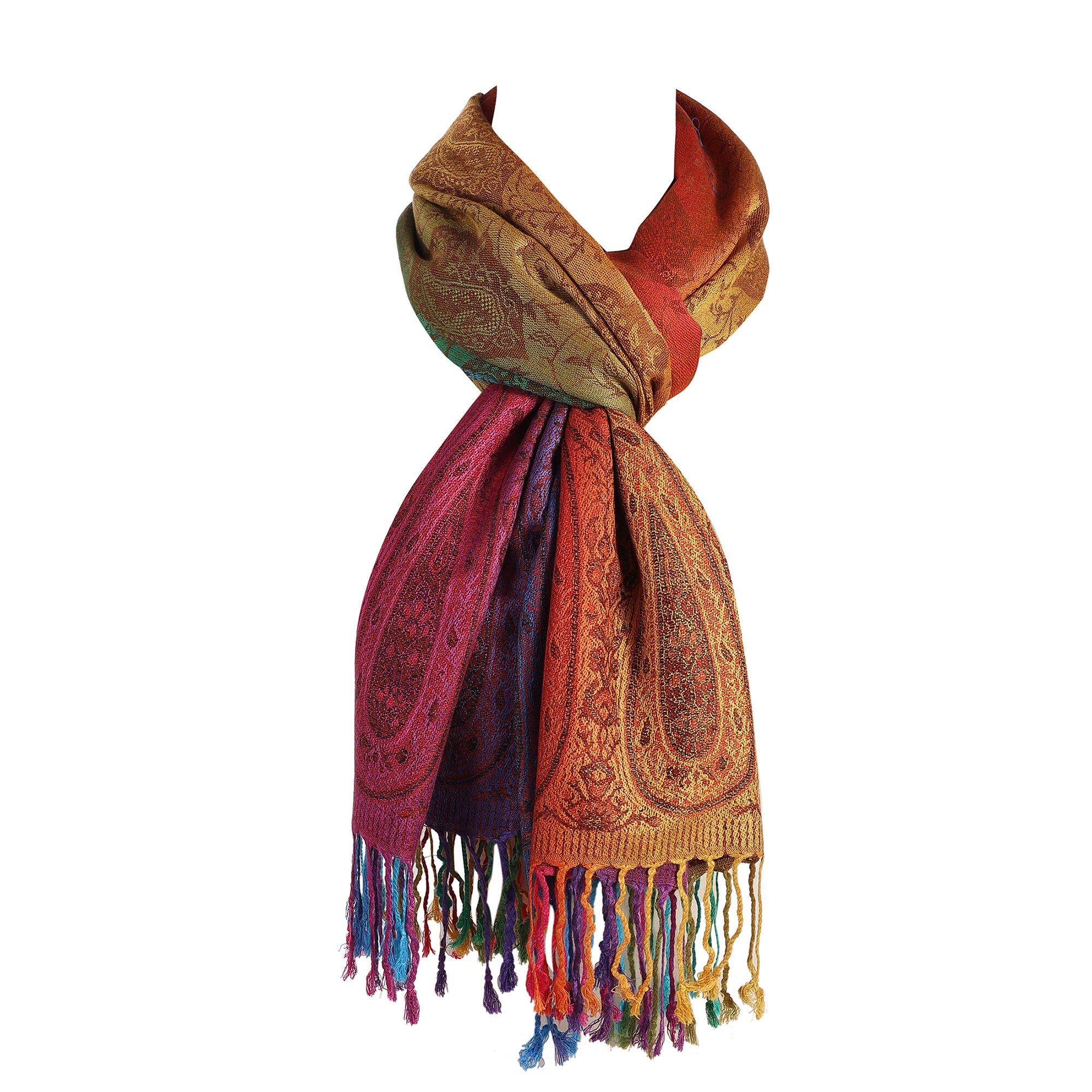 Reversible Luxury Women's New Multi color Rainbow Flower Design Printed Pashmina Shawls and Wrap