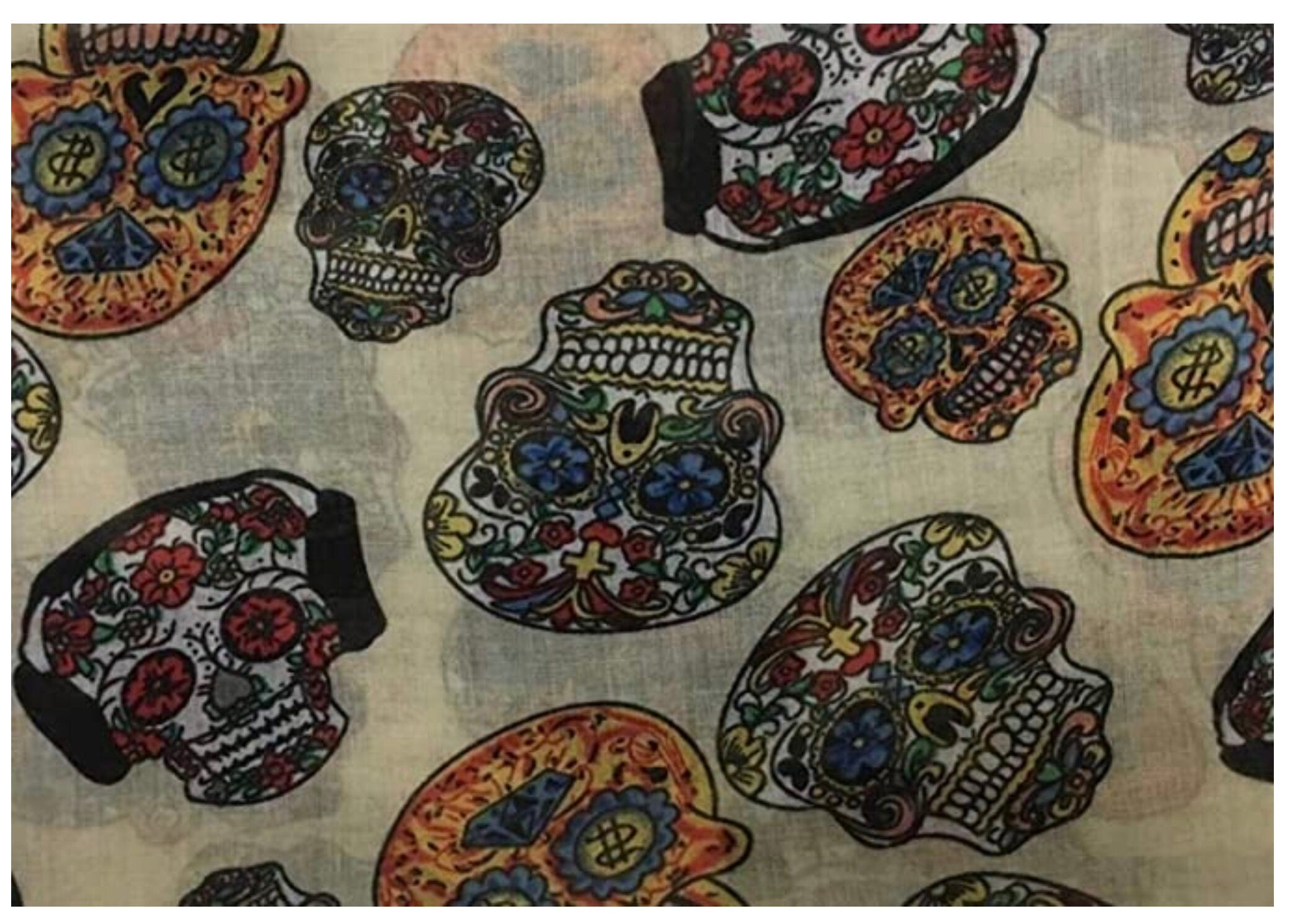 Ladies Women Sugar Skull Print Celebrity Style Long Scarf Scarves Maxi Sarong Sale