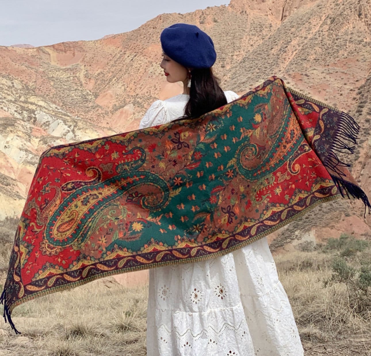 WINTER WARMER Reversible Paisley Thick Long Print Fashion Scarf Blanket Wrap