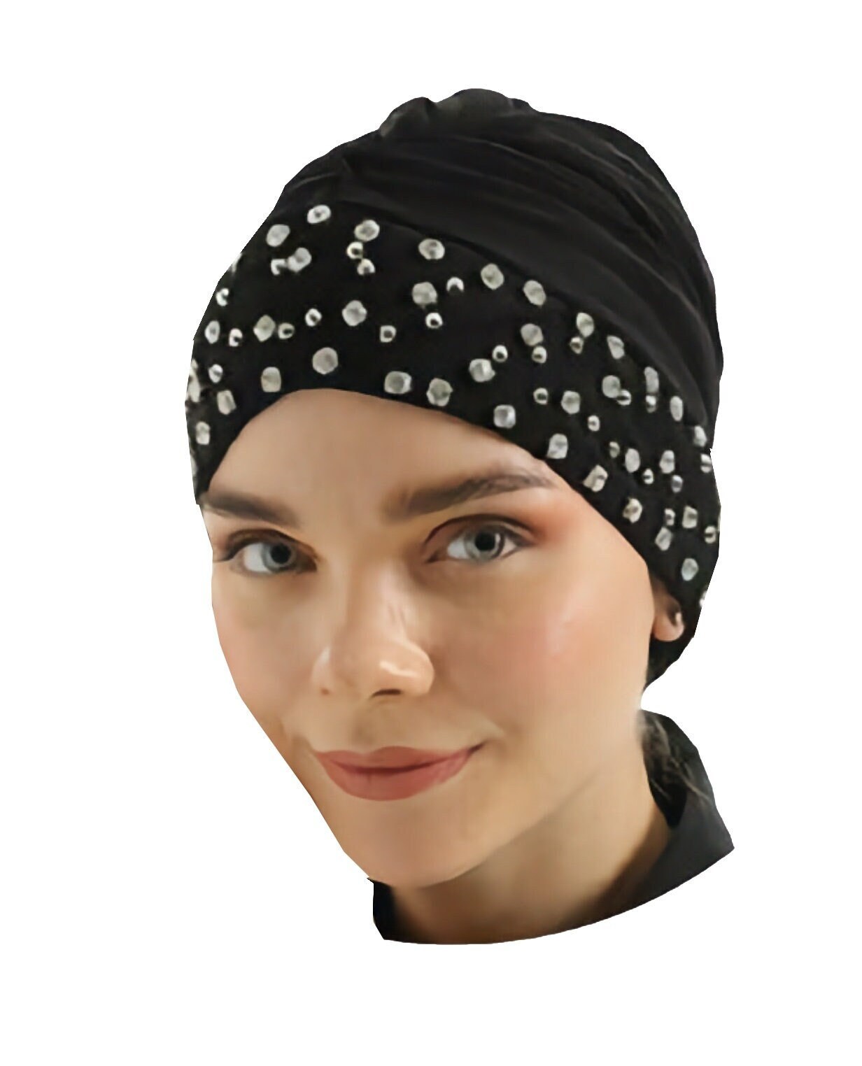 Stone Criss Cross Pleated Turban for Women Girls Hijab Cap Underscarf Bonnet Wedding Eid Event Occasion Wear