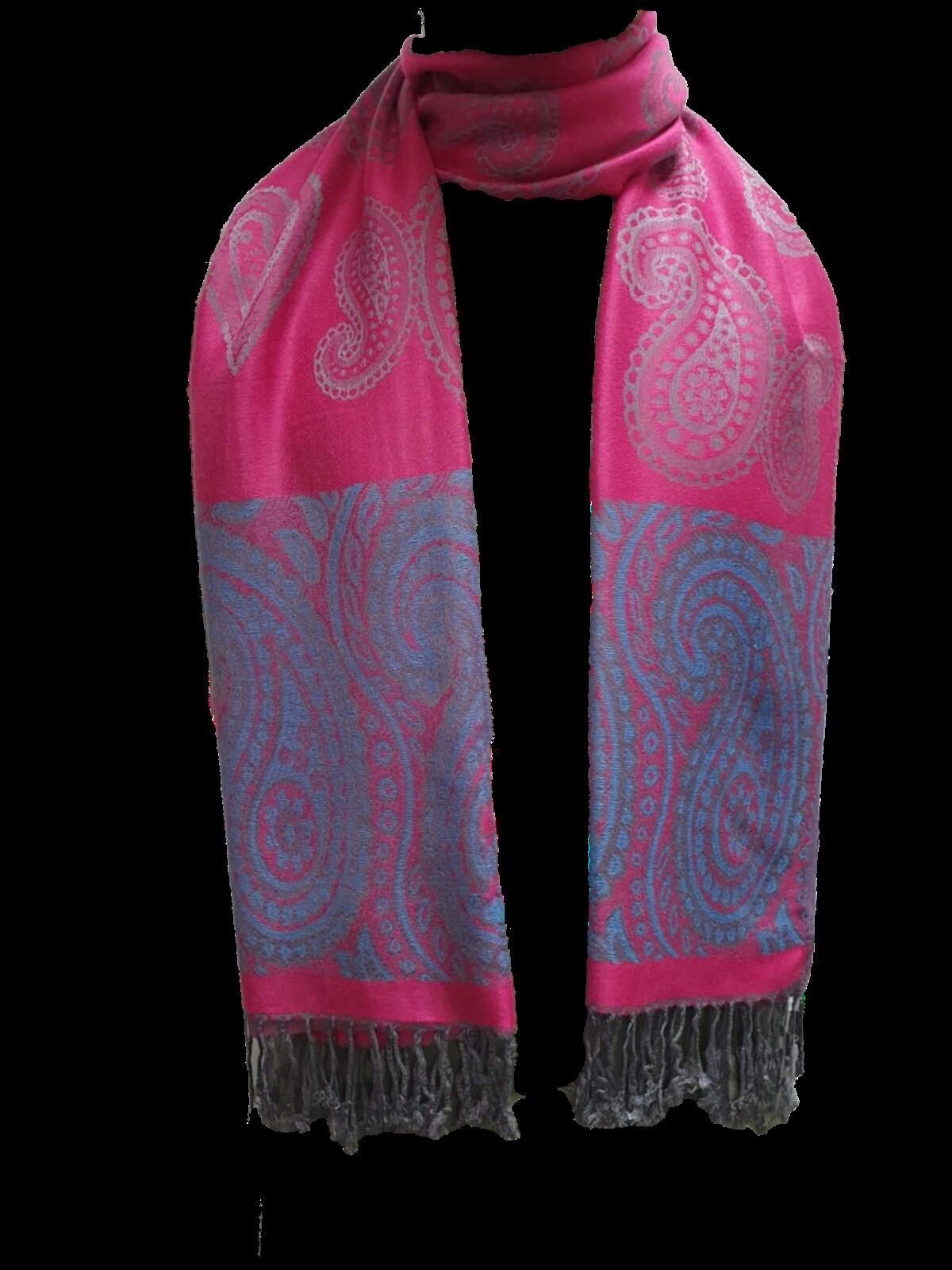 Elegant Reversible Pashmina-Feel Shawl Scarf - Two-Sided Print with Self-Embossed Detailing