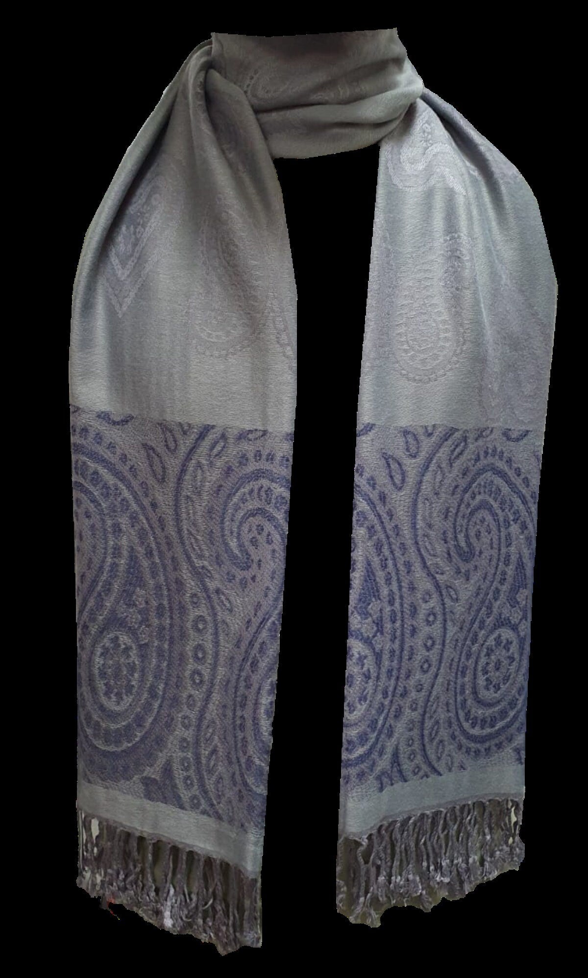 Elegant Reversible Pashmina-Feel Shawl Scarf - Two-Sided Print with Self-Embossed Detailing