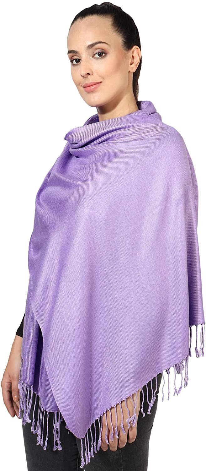 Pashmina Style All Seasons Handcrafted Wrap Shawl Stole Scarf Selection of Color Baby Pink, Pink, Dusky Pink, Lilac, White, burnt Orange