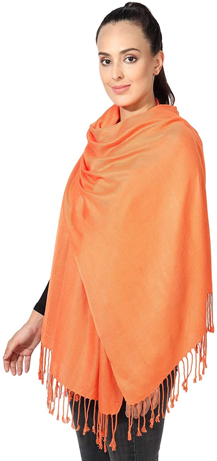 Pashmina Style All Seasons Handcrafted Wrap Shawl Stole Scarf Selection of Color Baby Pink, Pink, Dusky Pink, Lilac, White, burnt Orange