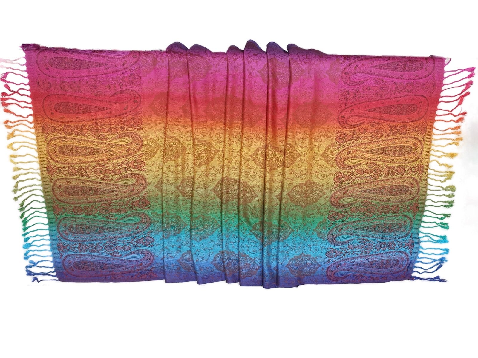 Reversible Multi-colour Pashmina Colourful Scarf Wrap Shawl - Stylish, Soft, and Vibrant Women's Fashion Accessory Flower colour Rust Brown