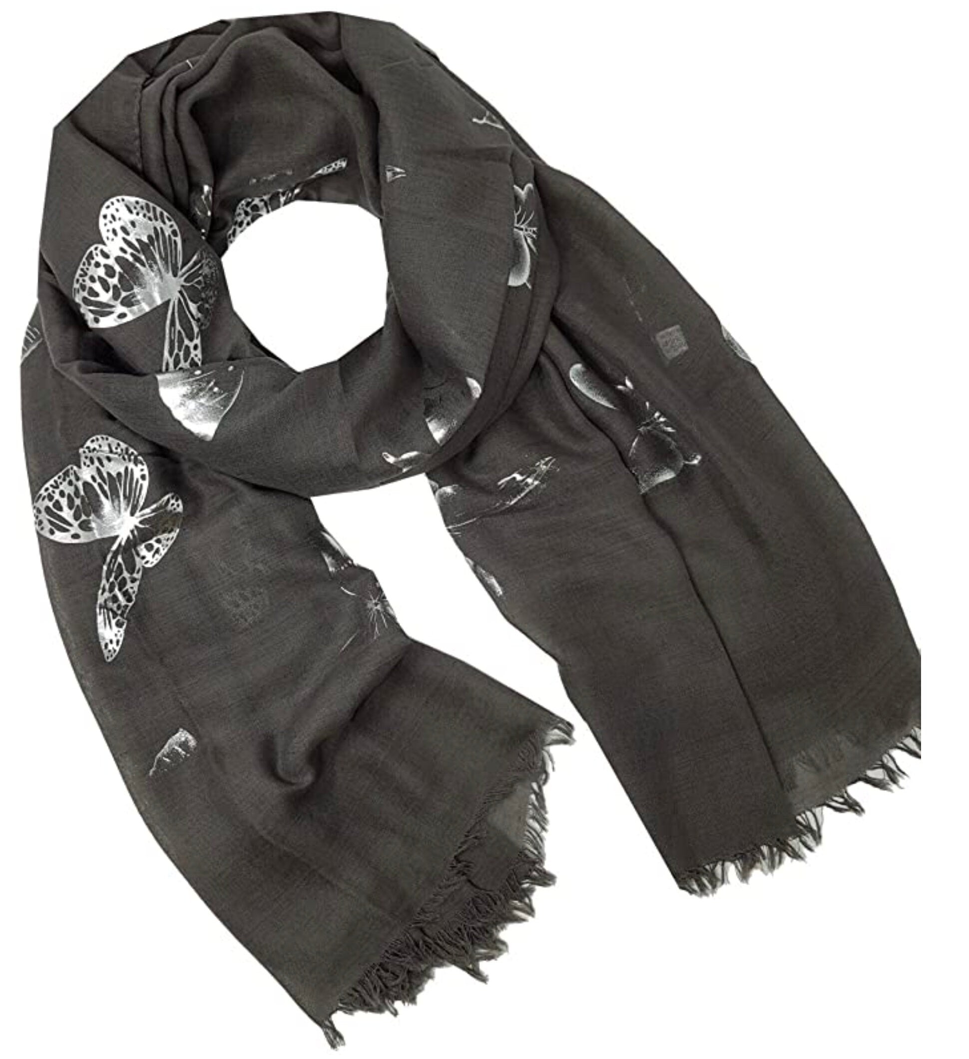 Butterfly Print Foil Ladies Glitter Celebrity Style Scarves Maxi, Scarf, Wrap, Sarong, shawls