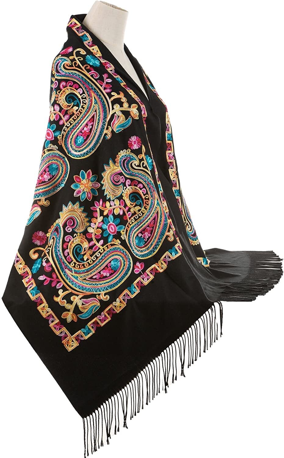 Beautiful Embroidered Pashmina Feel Wrap Scarf Scarves Stole Shawl Winter