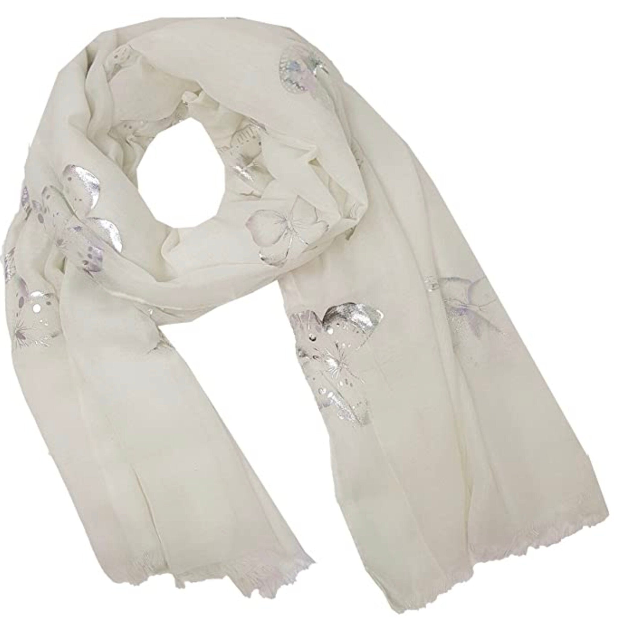 Butterfly Print Foil Ladies Glitter Celebrity Style Scarves Maxi, Scarf, Wrap, Sarong, shawls
