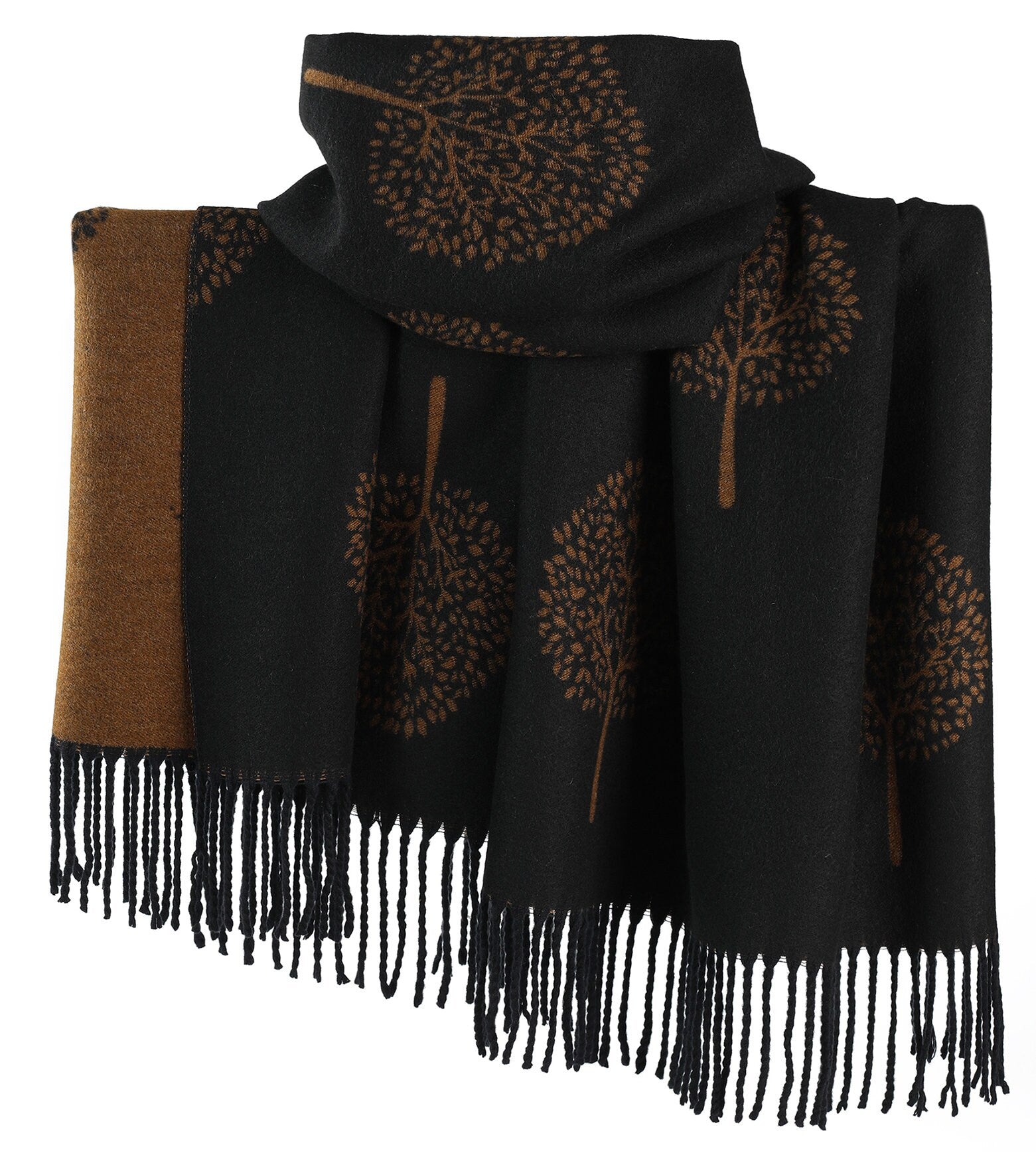 Black Rust WINTER WARMER Reversible Thick Long Mulberry Print Fashion Scarf Blanket Wrap thick extra long cape shawl