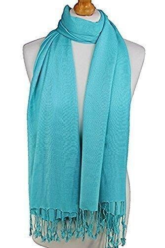 World Of Shawls Plain Pashmina Scarf Hijab Shawl Stole Wrap High Quality 100% Viscose Factory Seconds (aqua Green)
